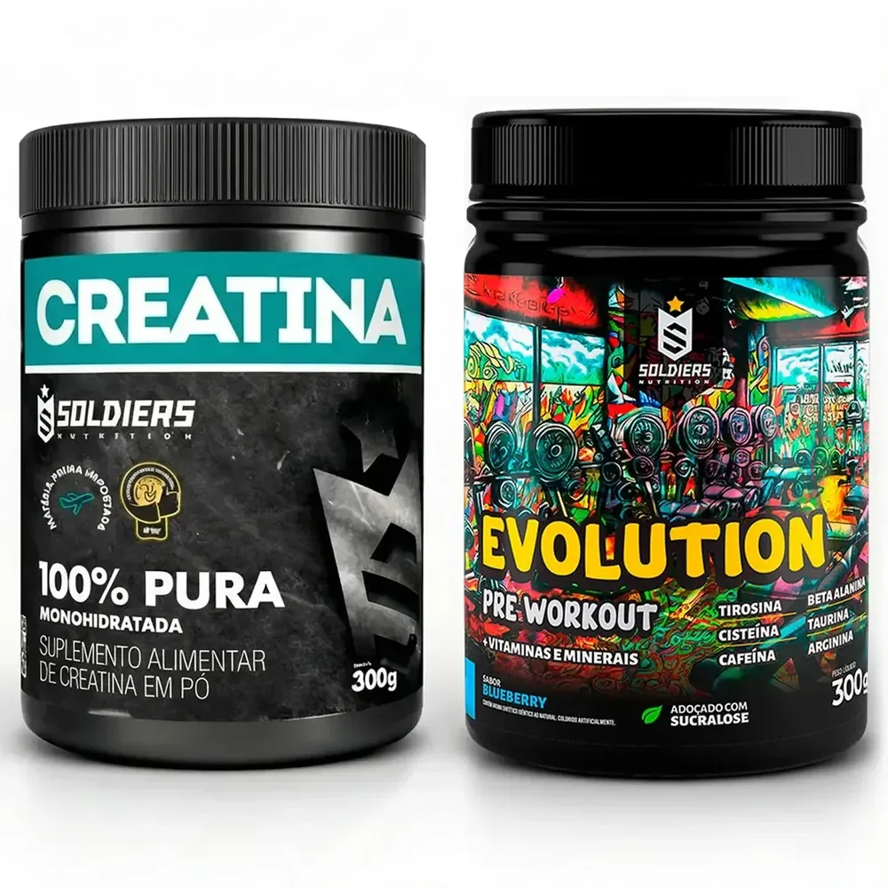 Creatina 300g + Pré-treino Melancia Evolution 300g - Soldiers Nutrition
