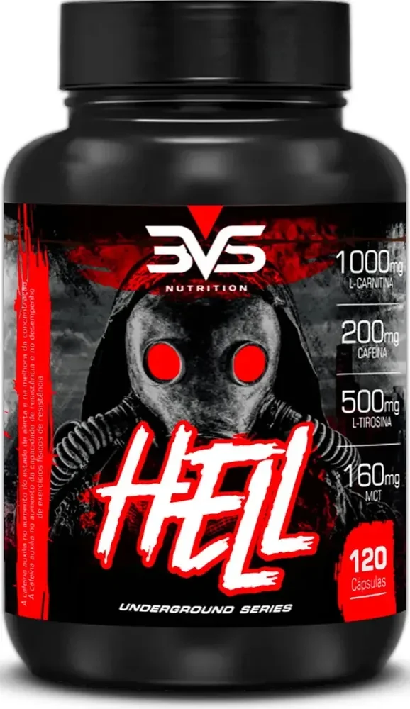 Termogênico Hell - Fórmula Exclusiva Contendo 7 Ingredientes Com Cafeína, L-carnitina, L-tirosina, Mct, Picolinato De Cromo E Vitaminas - 120 Cápsulas