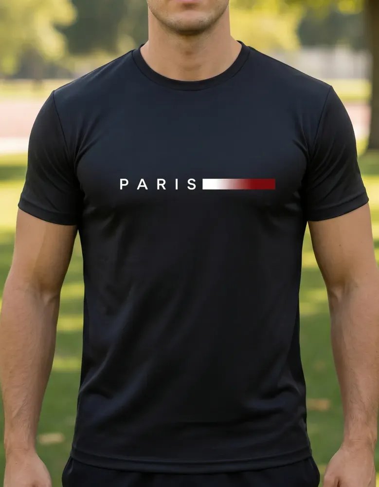 Camiseta Dry Fit Academia Respirável Paris Minimalista Preto G