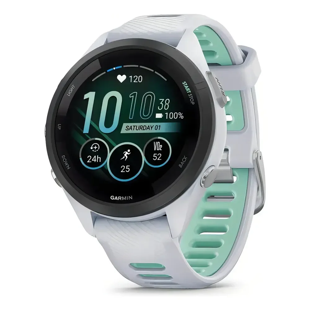 Smartwatch Garmin Forerunner 265s Sport Branco, Tela 1.1 , Caixa 42mm, Pulseira Silicone, Gps, Bluetooth, Nfc Preto