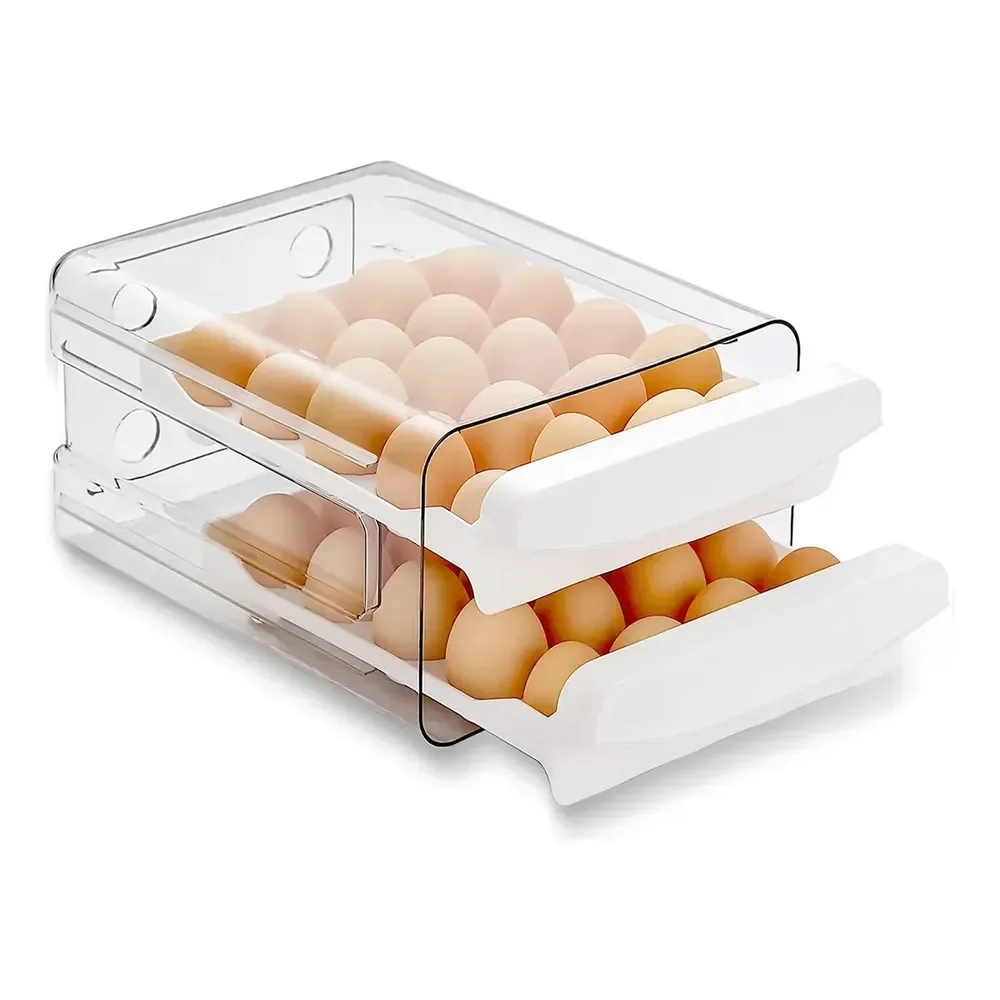 Organizador Porta Ovos 40un Com Tampa Geladeira Cozinha Branco