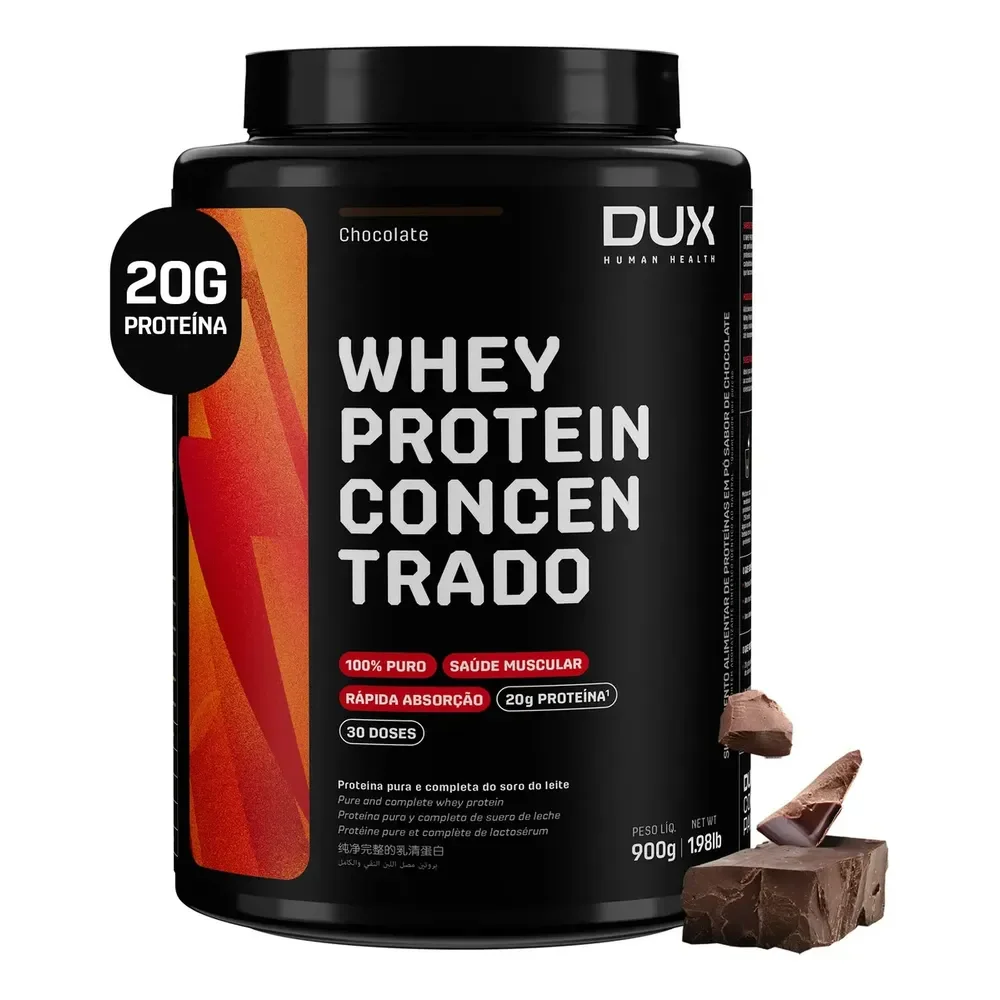 Dux Human Health Whey Protein Concentrado Suplemento 900g - Sabor Chocolate