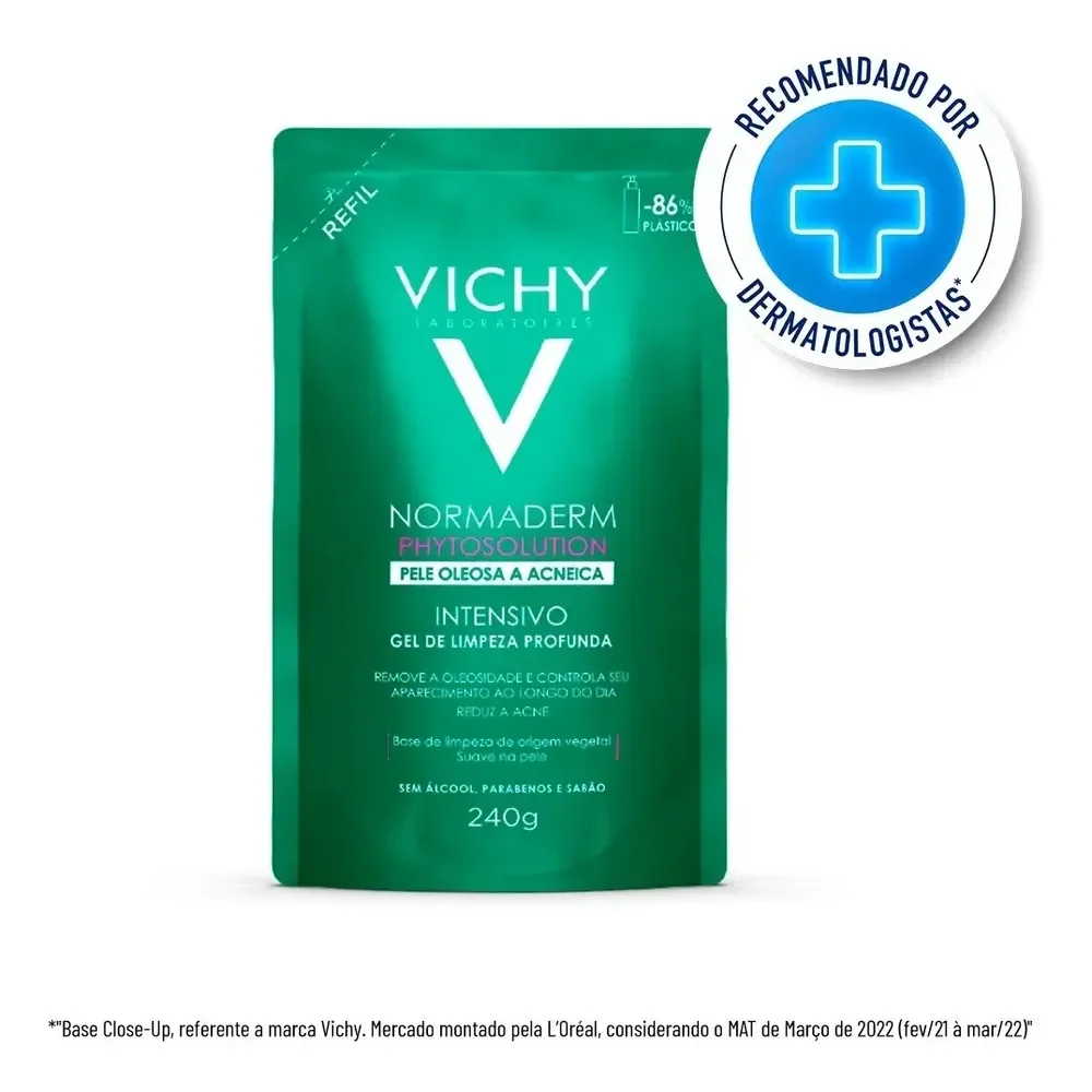 Gel De Limpeza Normaderm Phytosolution Anti-acne Com Ácido Salicílico Refil 240g Vichy Oleosa Dia/noite