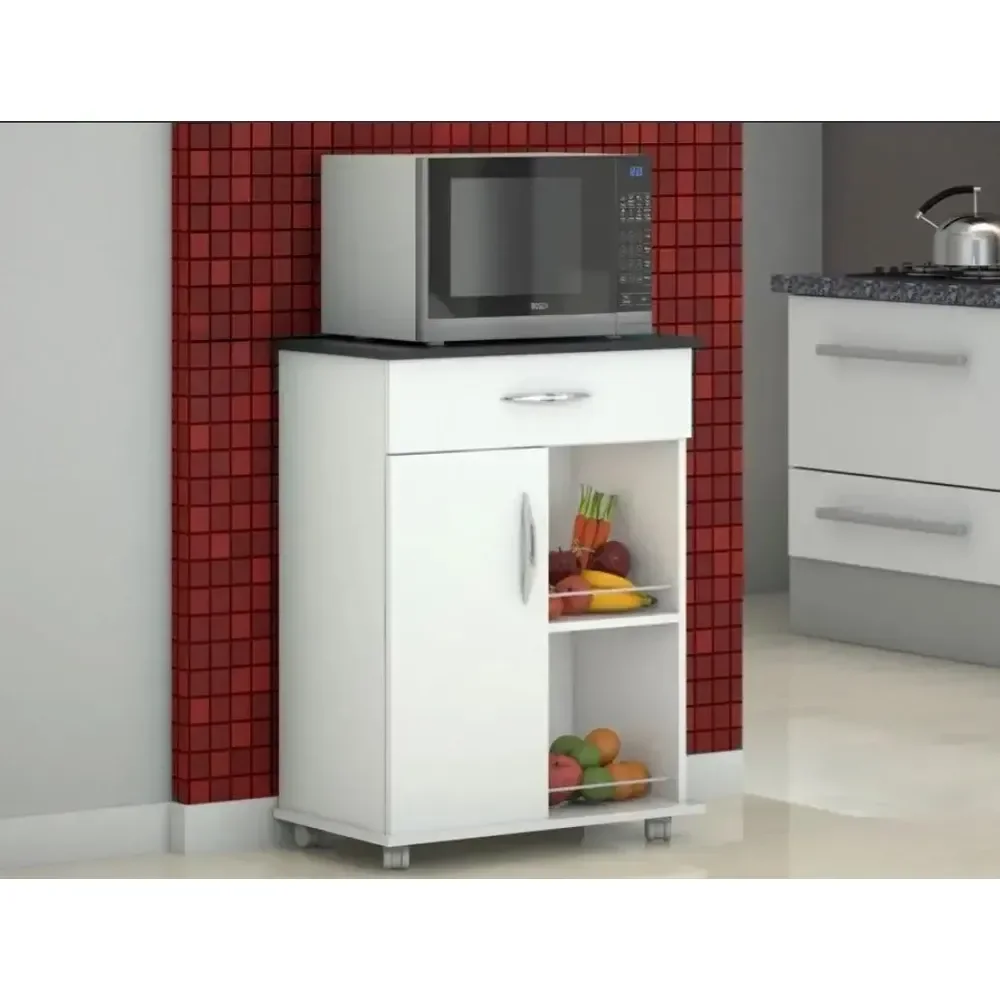 Armário Aparador Fruteira Mesa De Cozinha Com Rodinhas  Branco