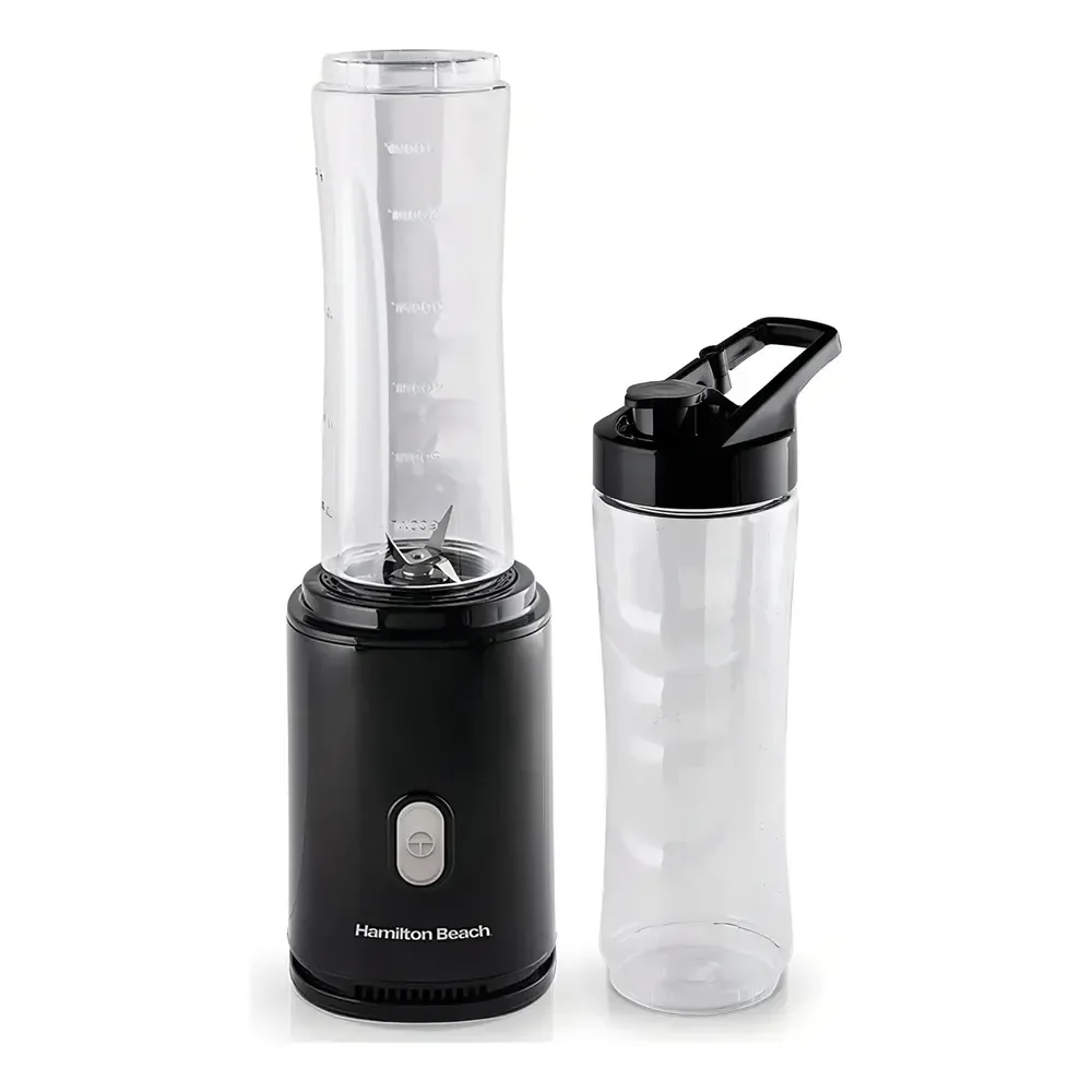 Liquidificador Portátil Hamilton Beach Individual 600 Ml Tritan Com 2 Garrafas, Para Shakes E Sucos Preto 127v