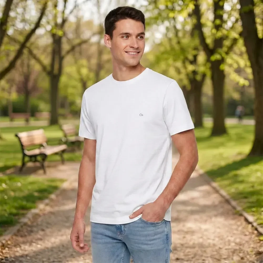 Camiseta Ogochi Básica Lisa Masculina Algodão Promoção Branco P
