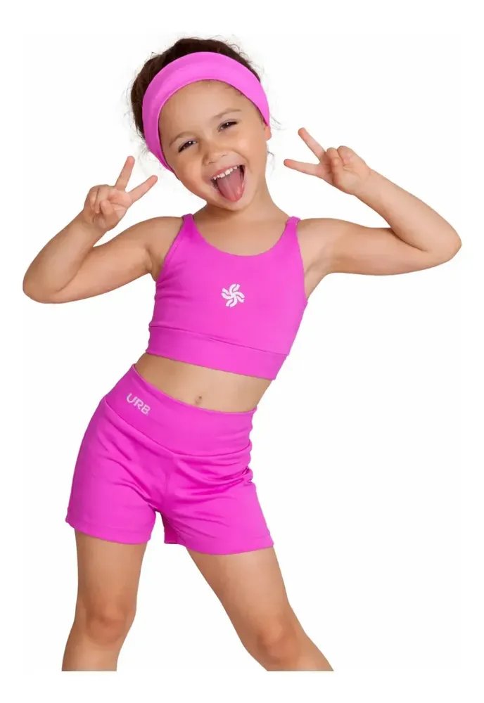 Conjunto Infantil Menina Suplex Poliamida 2 A 12 Anos Rosa Pink 4