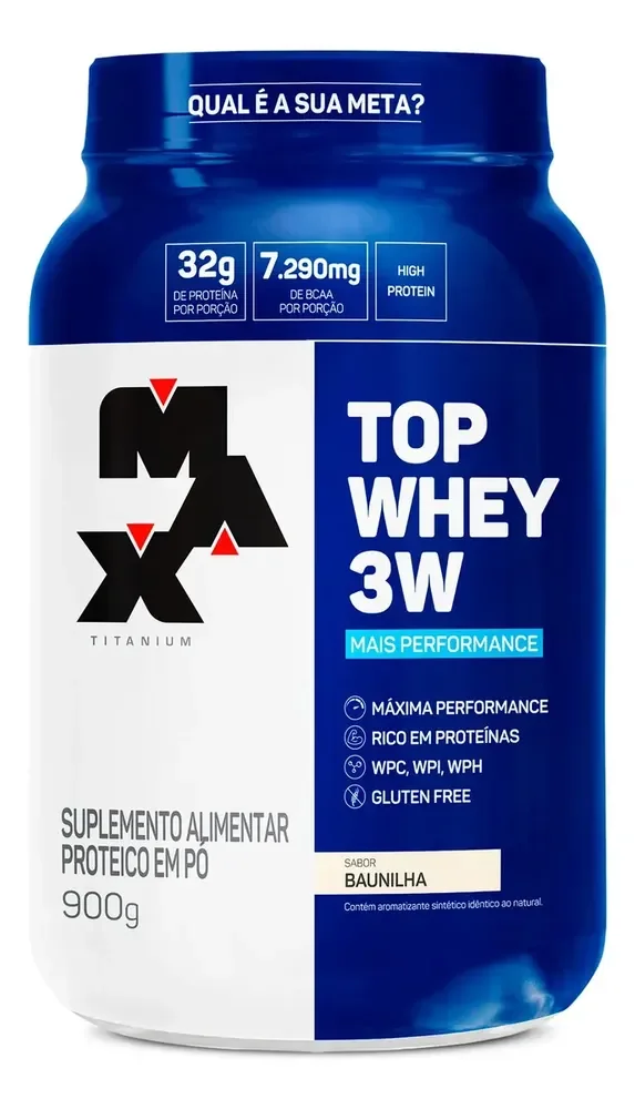 Top Whey 3w Mais Performance 900g Max Titanium Wwhey Isolado Sabor Baunilha