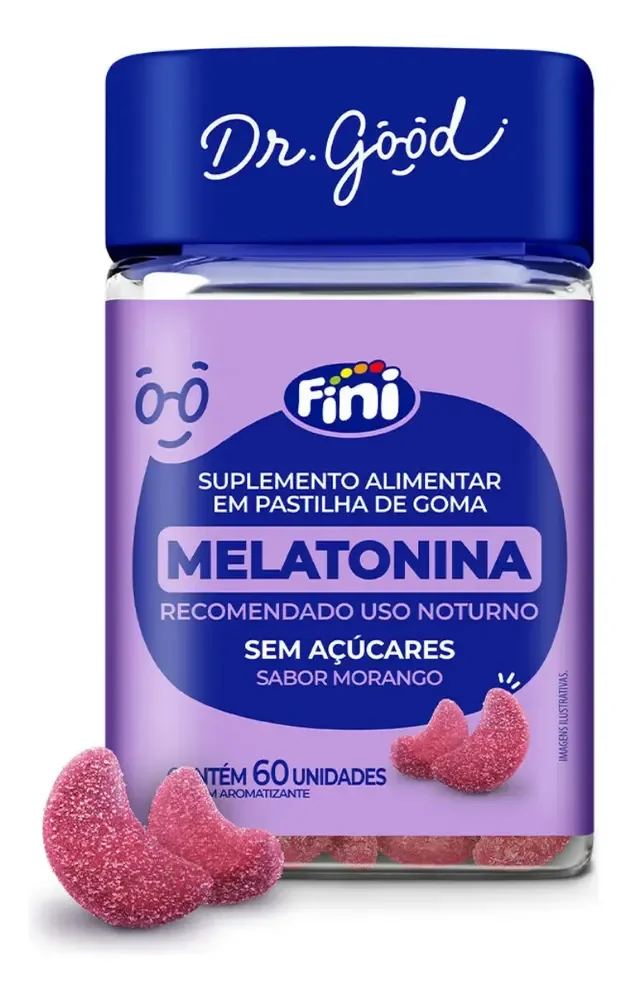 Melatonina Em Gomas Morango Suplemento Fini Dr Good 60un Morango