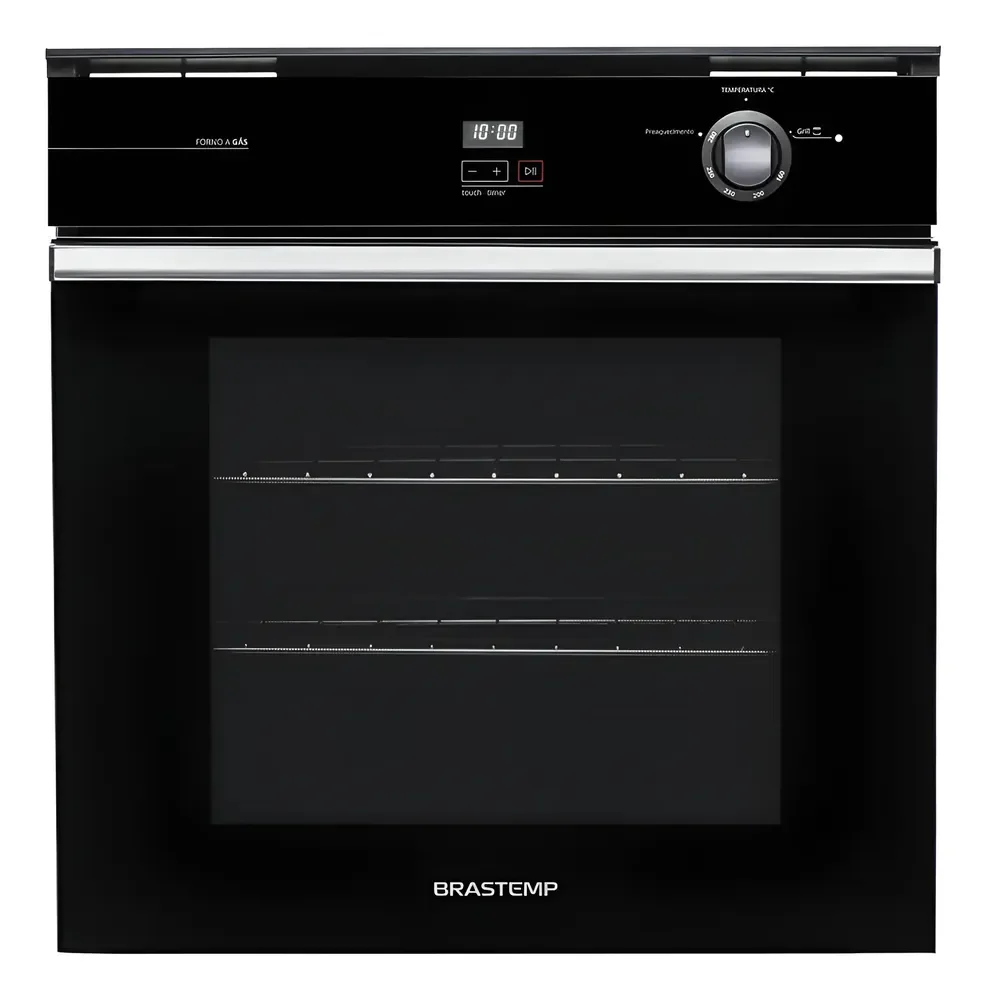 Forno De Embutir A Gás Brastemp 78 Litros Preto Com Grill E  220v Preto