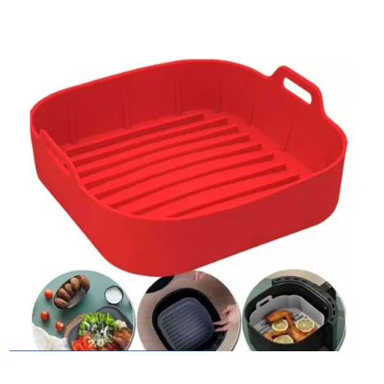 1/2/3 Forma De Silicone Air fryer Antiaderente Cesto Silicone Fritadeira Elétrica Quadrado