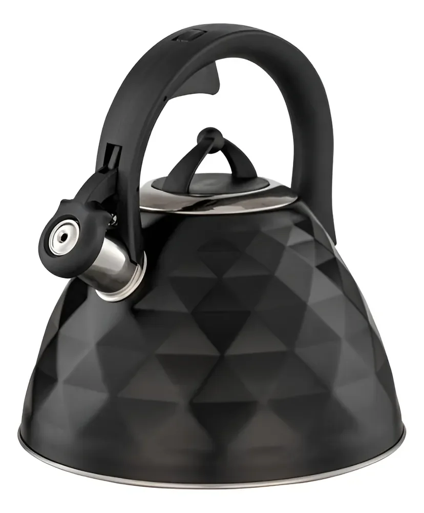 Chaleira de Inox Brinox 3L Black Diamond Com Apito Indução Preta