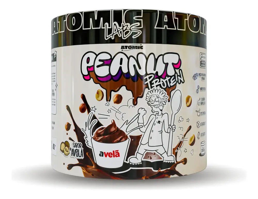 Peanut Protein 350g Avelã Atomic Labs Pasta Amendoim Whey Sem Lactose