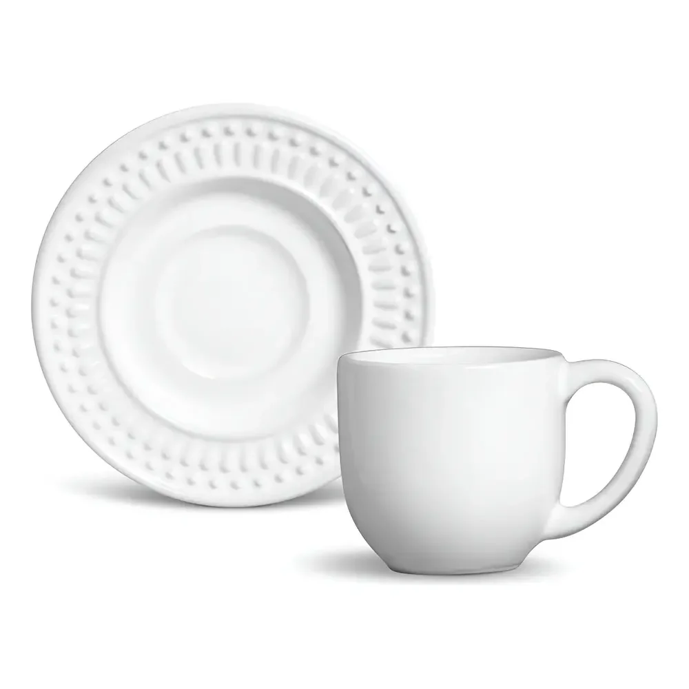 Jogo De Café Porto Brasil Cerâmica 12 Peças Branco 72ml Roma Branco