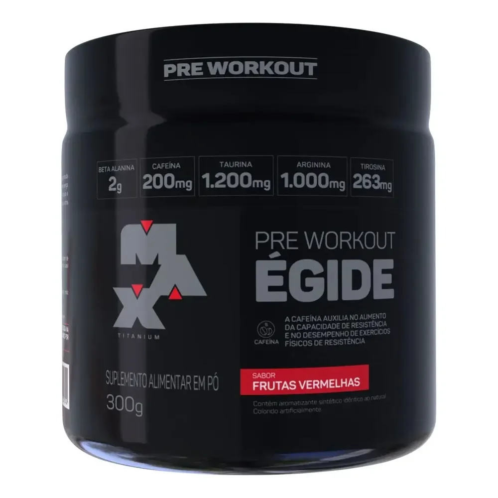 Pre Treino Égide 300g Max Titanium Sabor Frutas Vermelhas Suplemento Alimentar Em Pó