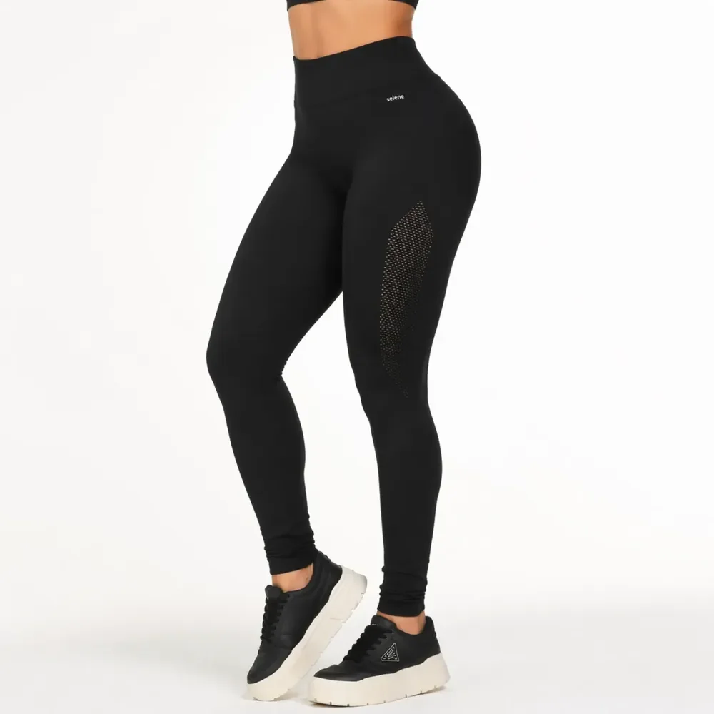 Calça Legging Feminina Selene Cintura Alta Fitness Original Preto M