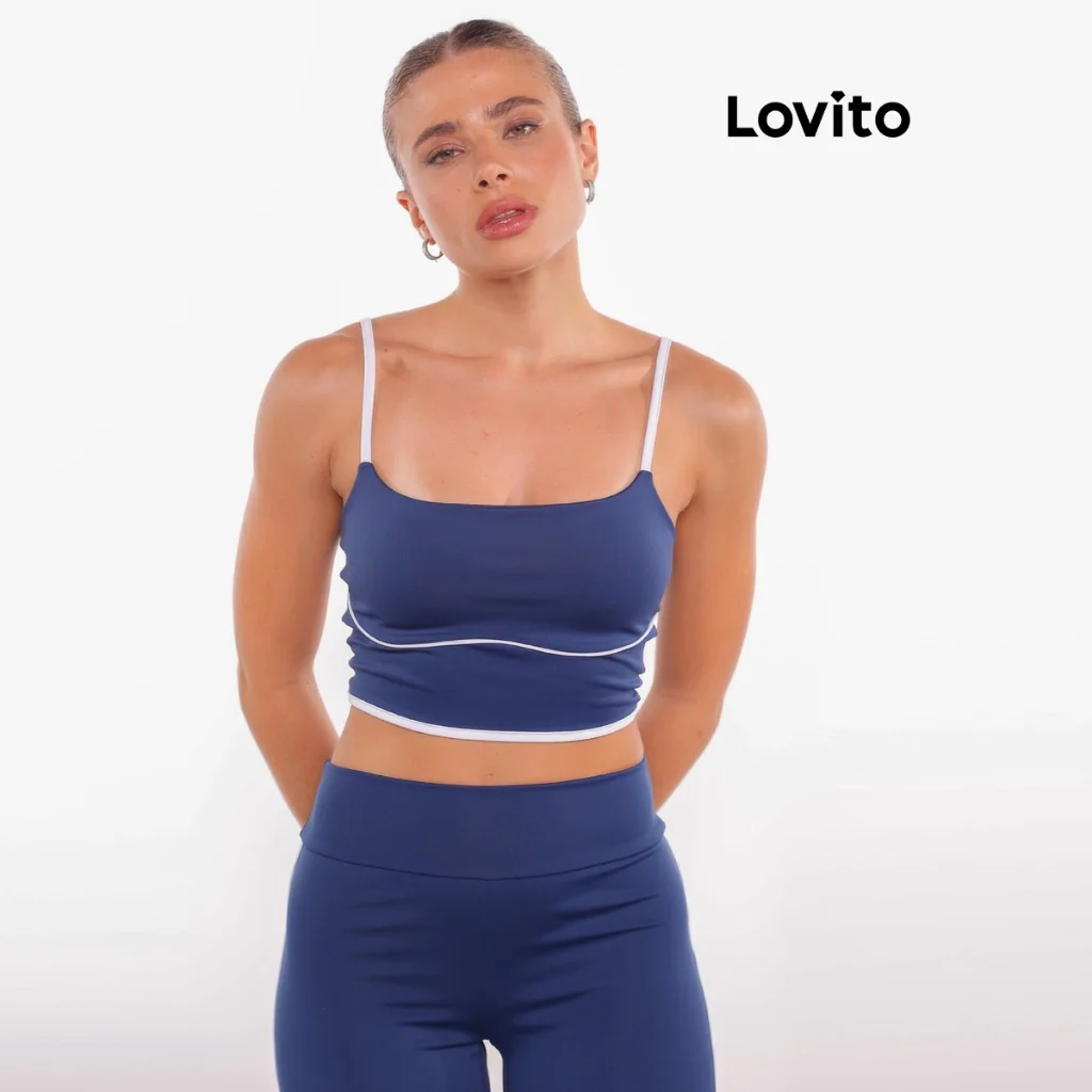 Lovito Top Esportivo Alça Fina Liso com Contraste SBB822BRL852