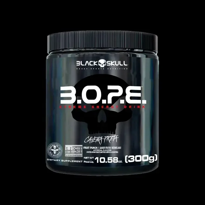 Pré-Treino B.O.P.E. Black Skull em Pó, 300g Sabor Frutas Amarelas
