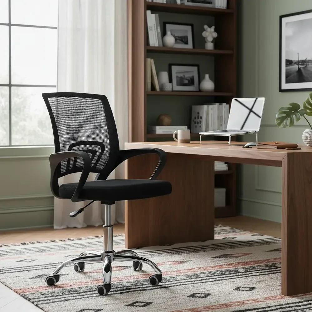 Cadeira Escritório Diretor Tok Begônia Office Estofado Preto Preto