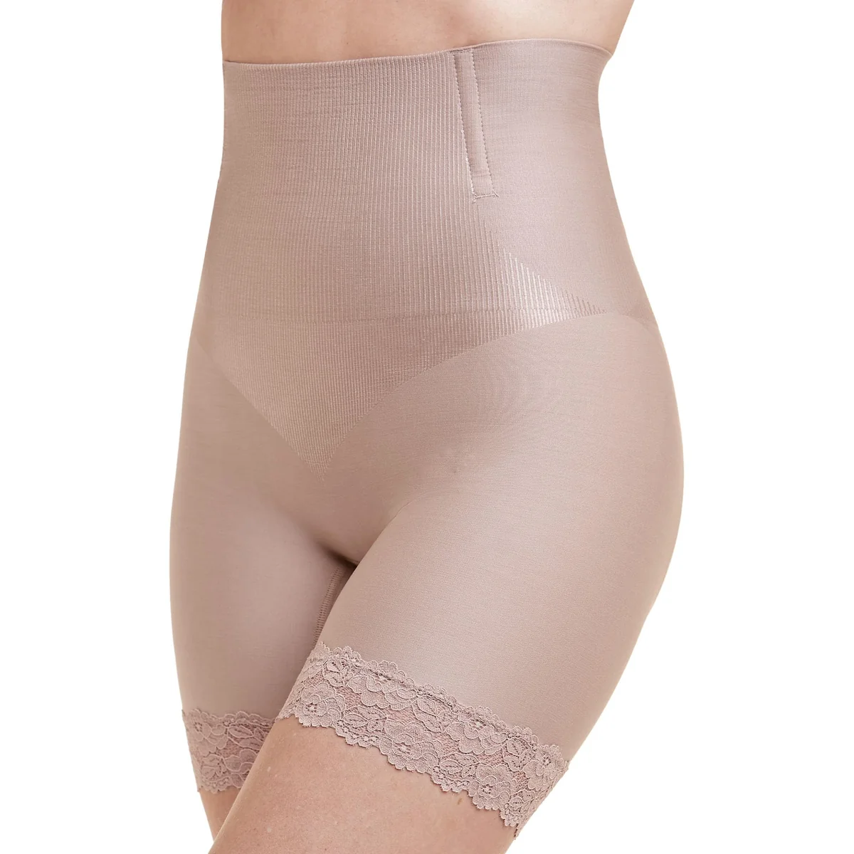 Shorts Modelador Abdominal com Renda – Efeito Up no Bumbum, Tecido Duplo e Barbatanas para Estabilidade – Alta Compressão com Conforto e Tecido Respirável – Plié