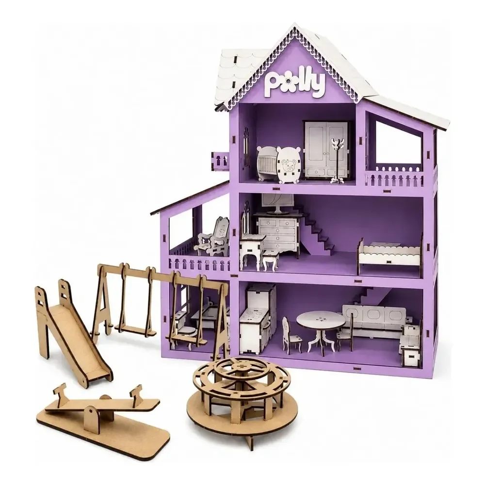 Grupo Paraíso Mdf Kit Casinha Boneca 19 Moveis Vom Parquinho Postagem Cor Lilás