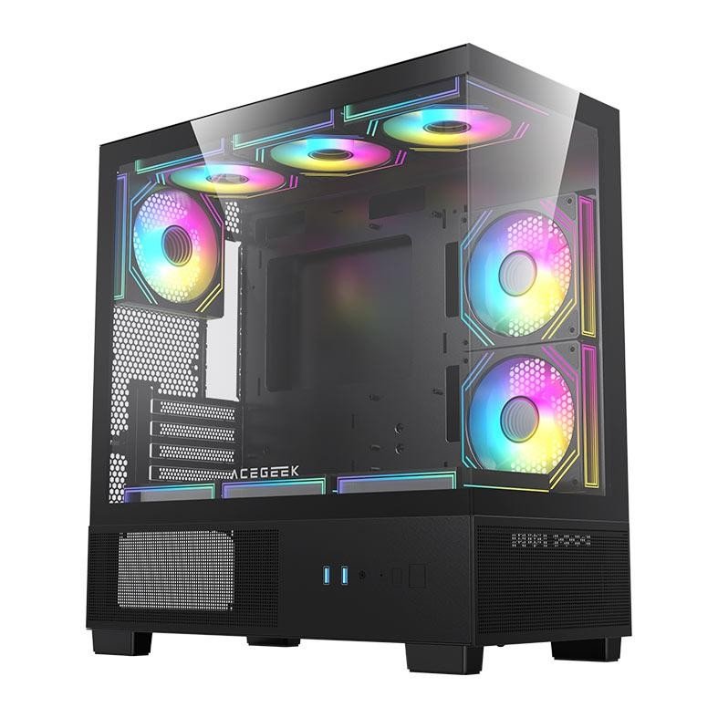 Gabinete Gamer Acegeek Echo Mini, Mini-Tower, Lateral de Vidro, Preto, AG-ECHO-MINI-BK