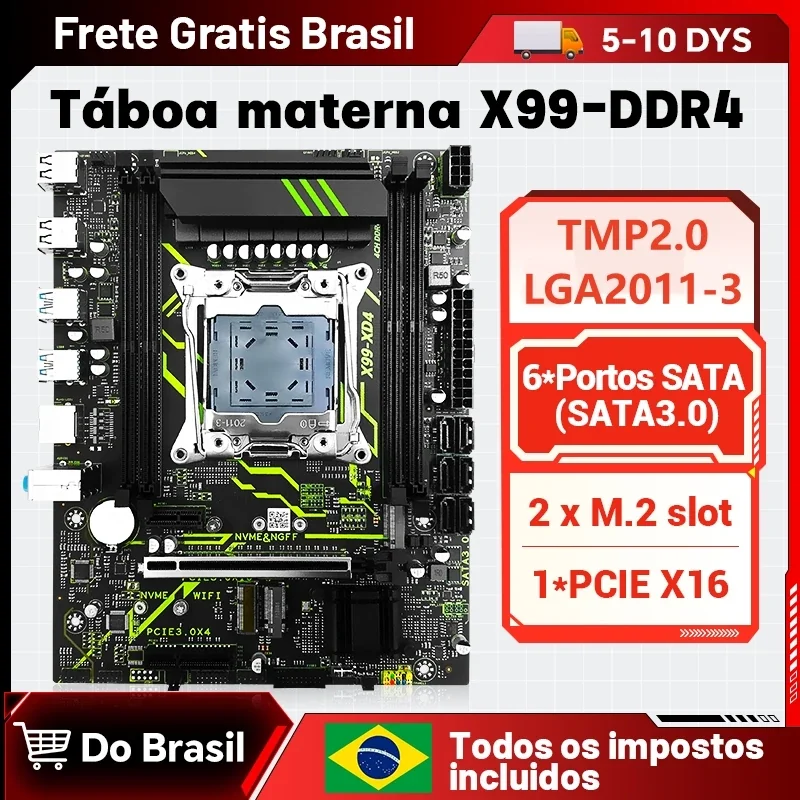 SZSJKJ X99 Kit de placa-mãe C612 Chipset Suporte TPM2.0/M.2NVME/USB2.0 Memória DDR4 Componentes de computador com CPU E5 2680 V4