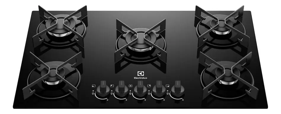 Cooktop 5 Bocas a Gás Electrolux Mesa de Vidro Efficient Grade de Aço Fosco (KE5GR) Bivolt