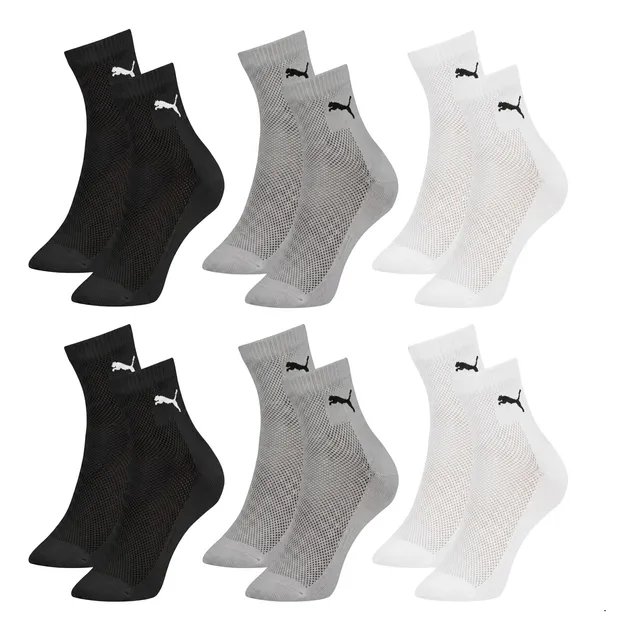 Kit 6 Pares Meia Puma Colors & Heart Cano Médio Feminino