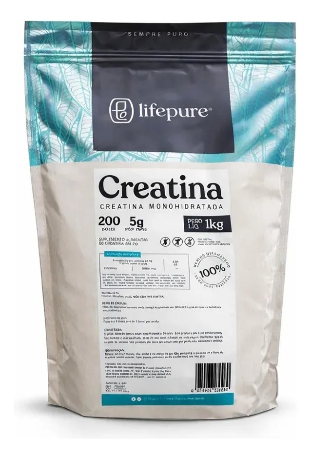 Creatina Monohidratada Em Pó Lifepure 1kg Sem Sabor Sem Sabor