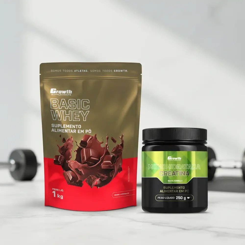 Kit Growth: Whey Protein Basic Chocolate 1kg + Creatina Monohidratada 250g