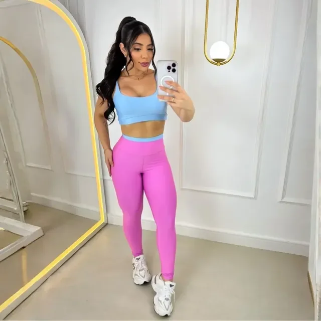 Conjunto Fitness Bicolor Suplex Premium Feminino Academia