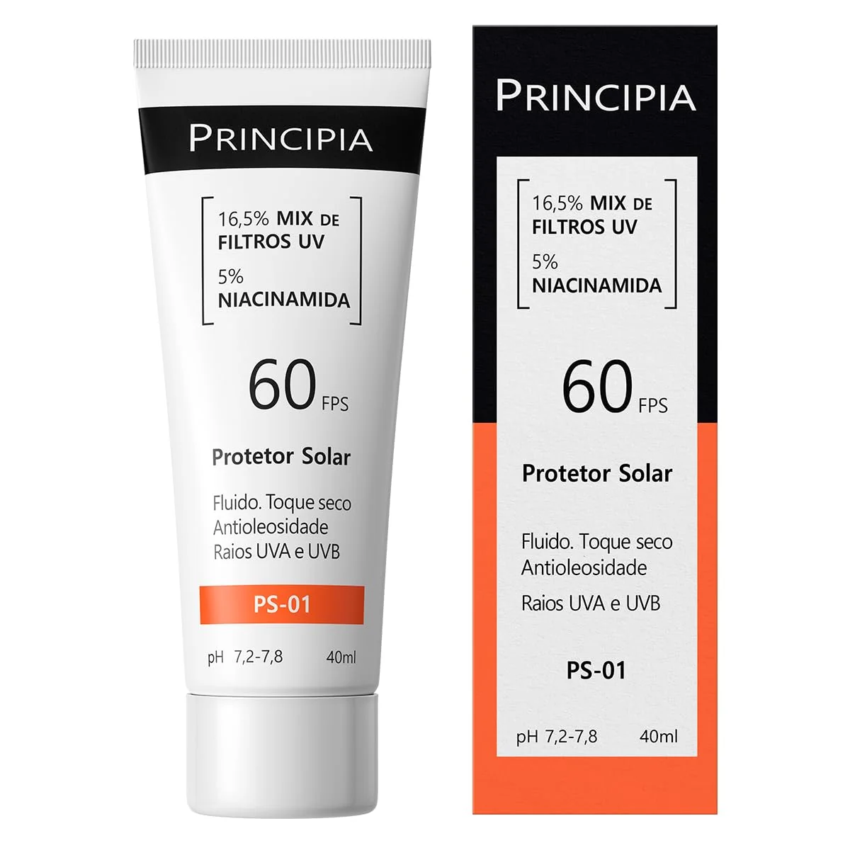 Protetor Solar Facial 16,5% Mix de Filtros UV + 5% Niacinamida FPS 60 PS-01 com 40ml