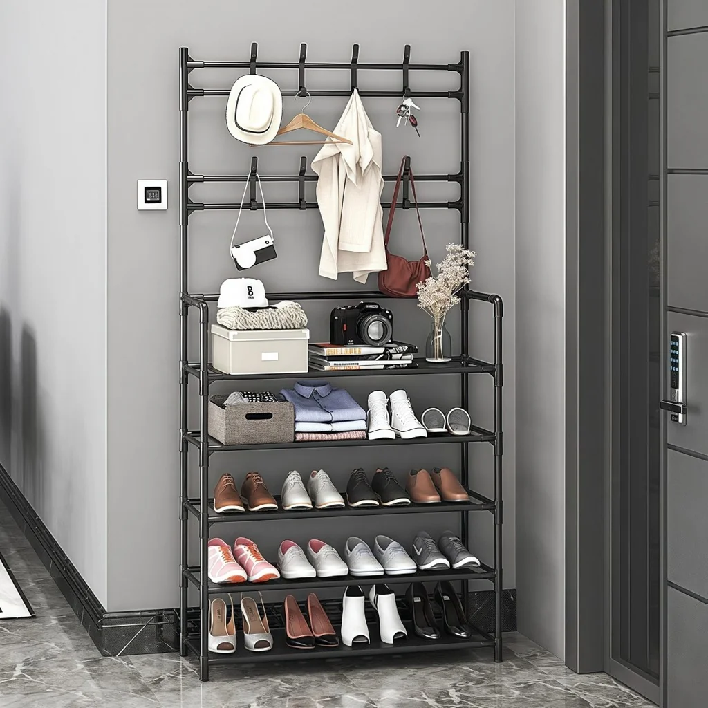 Arara 4/5 Andares Multiuso c/ Sapateira, Cabideiro e Suporte p/ Roupas, Tênis e Closet Quarto