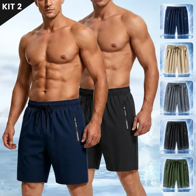 Kit 2 Short Masculino Bermuda Tactel Secagem Dry Academia