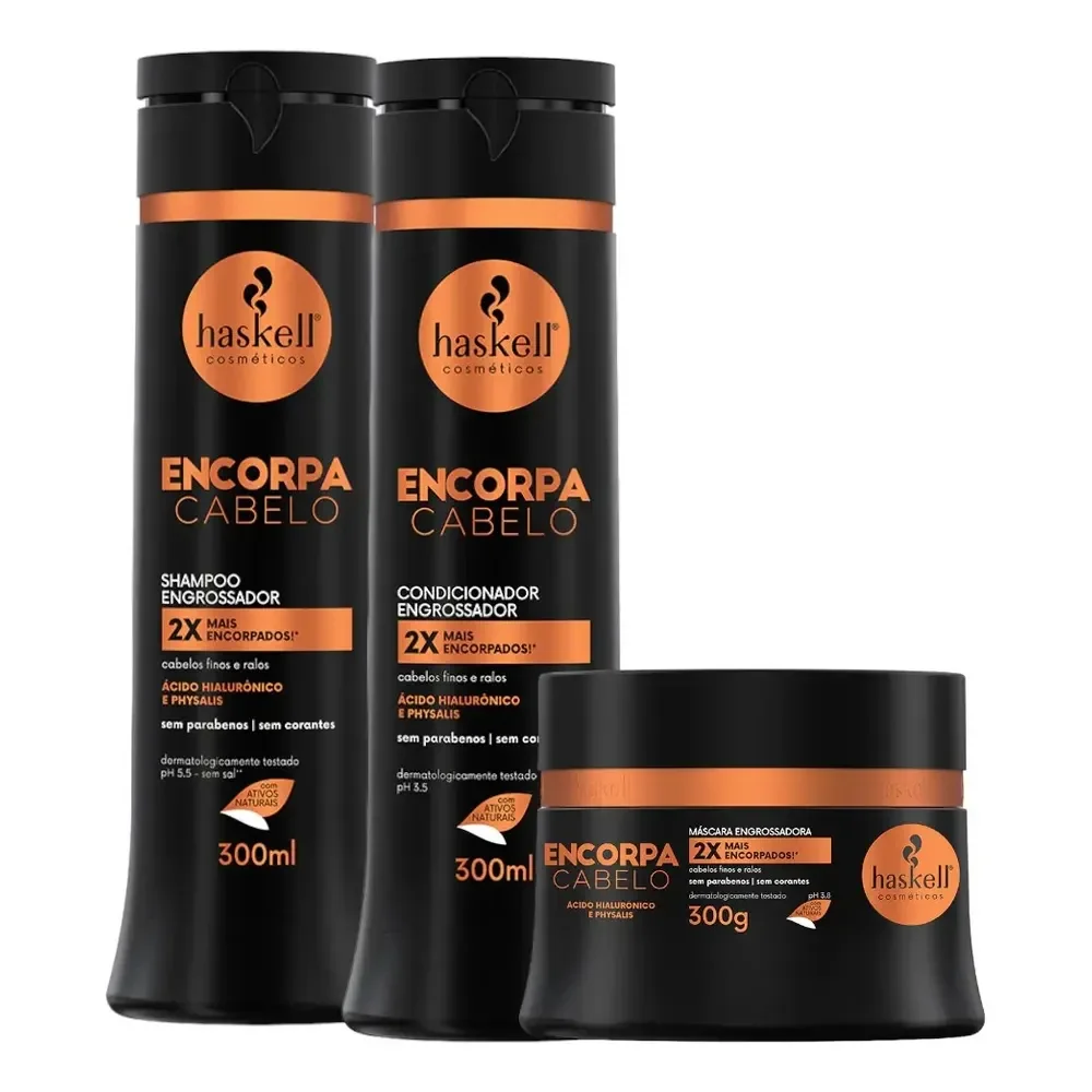 Kit Haskell Encorpa Shampoo Condicionador Mascara 300ml