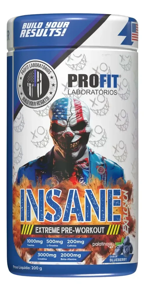 Pré-Treino ProFit Insane Explosion Extreme 200g Blueberry com Arginina e Cafeína