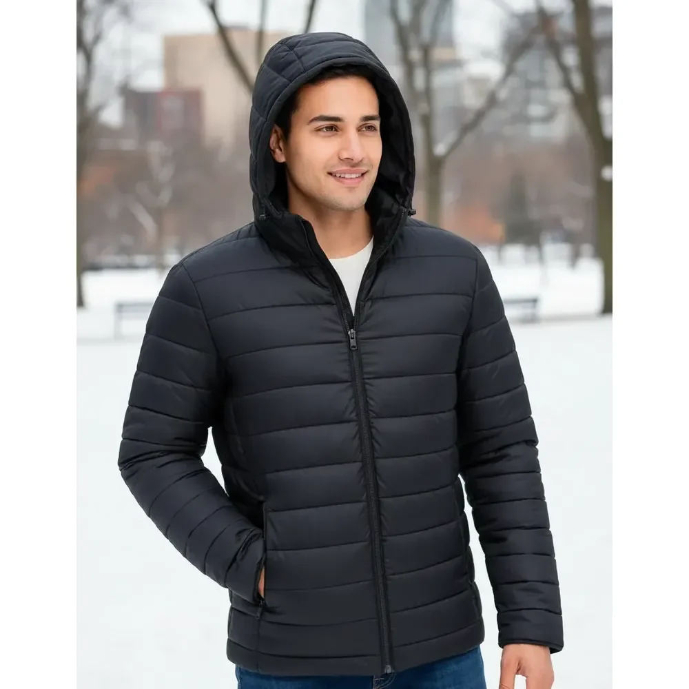 Bobojaco Masculino Impermeável Térmico Corta Vento Capuz Preto M Lisa