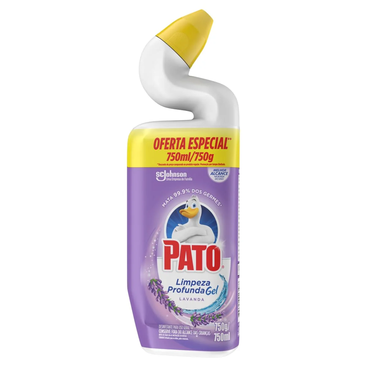 Pato Limpador Sanitário Gel Desinfetante, Lavanda, Limpeza Profunda, 750ml