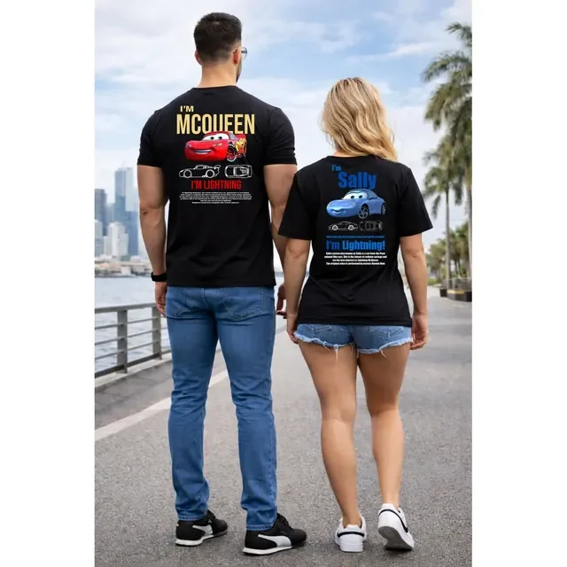 Kit Camiseta Casal Streetwear Carros  Mcqueen + Sally