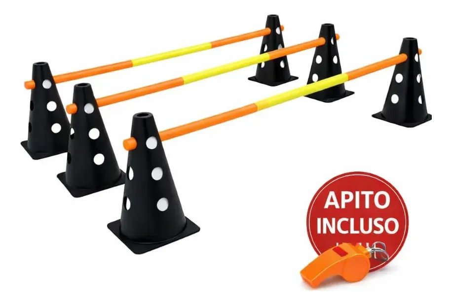 B-3 Kit 6 Cones Furados Com 3 Barreiras Desmontáveis 90 Cm