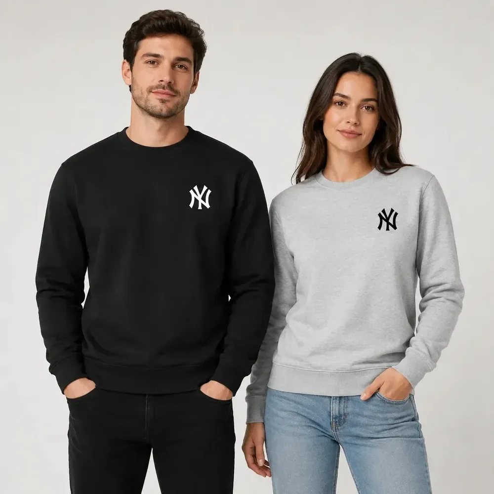 Kit 2 Moletom Careca Ny Urbano Logo Flanelado Premium G Preto + Cinza