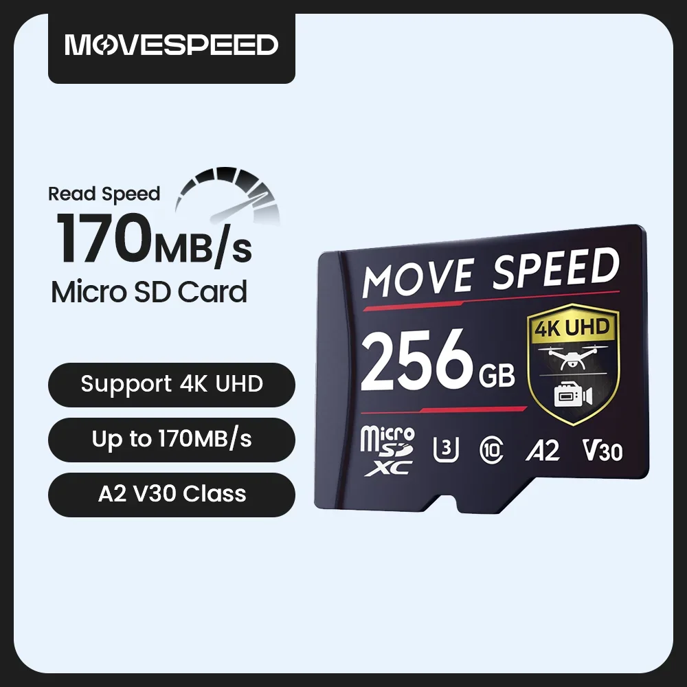 Cartão de Memória Flash de Alta Velocidade MOVESPEED B300 170MB/s TF A2 V30 256GB 128GB SDXC Mini SD para Câmeras, Filmadoras DV, Câmeras Veiculares e Drones - AliExpress 7