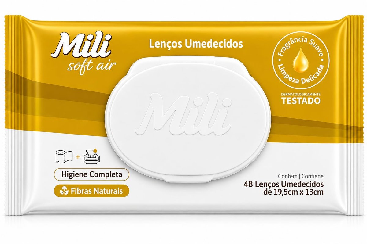 Toalha Umedecida Mili Soft Air (48UND) – Higiene Completa com Toque Super Premium