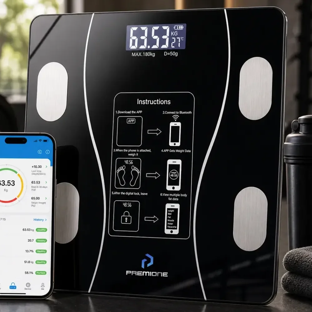 Balança Digital Bioimpedância Inteligente Bluetooth Mede Gordura Corporal Imc Massa Muscular App Android Ios Até 140kg Preto 3v