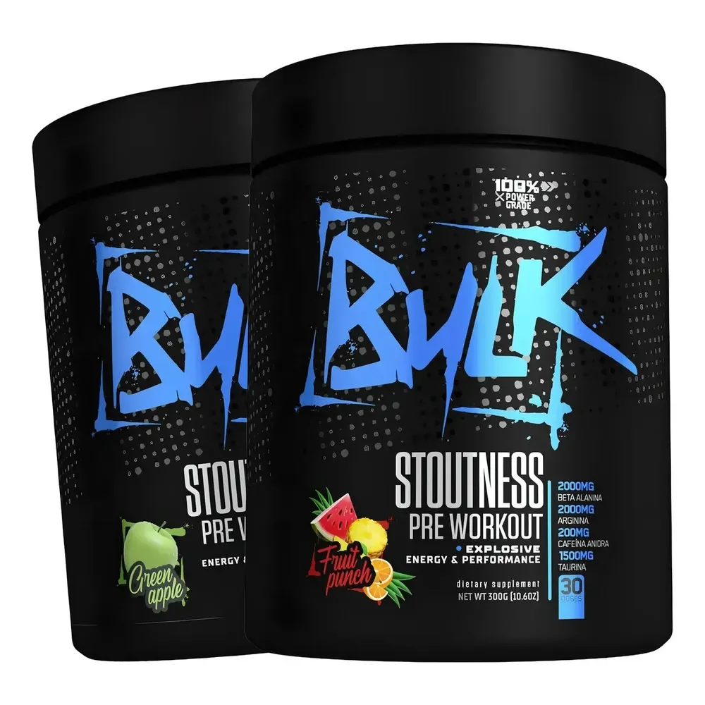 Kit 2x Pré Treino Bulk Nutrition Stoutness 300g Maçã E Frutas Maçã Verde E Frutas Vermelhas