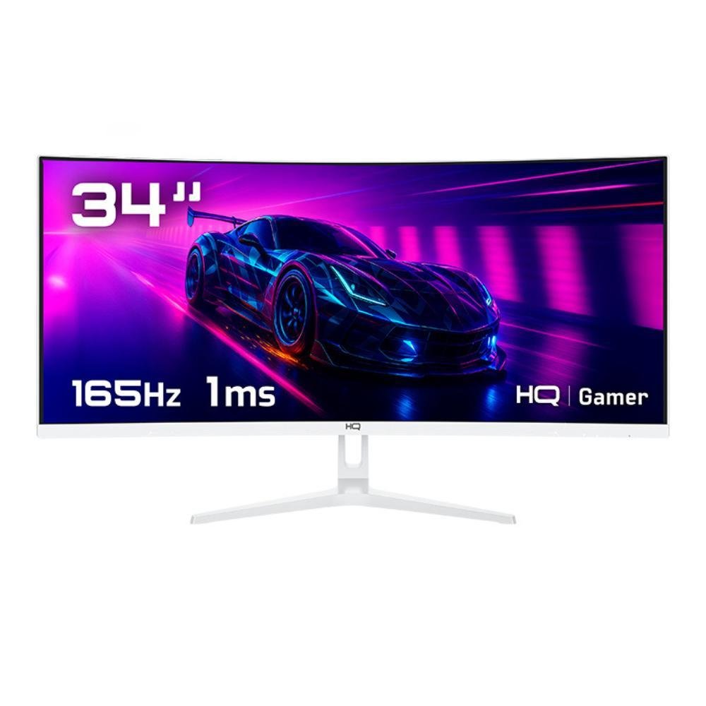Monitor Gamer 34" Curvo Branco 1ms, 165Hz, UltraWide (QHD) - 3440x1440 AMD FreeSync, HDMI, DP, HQ Premium HQW34C16