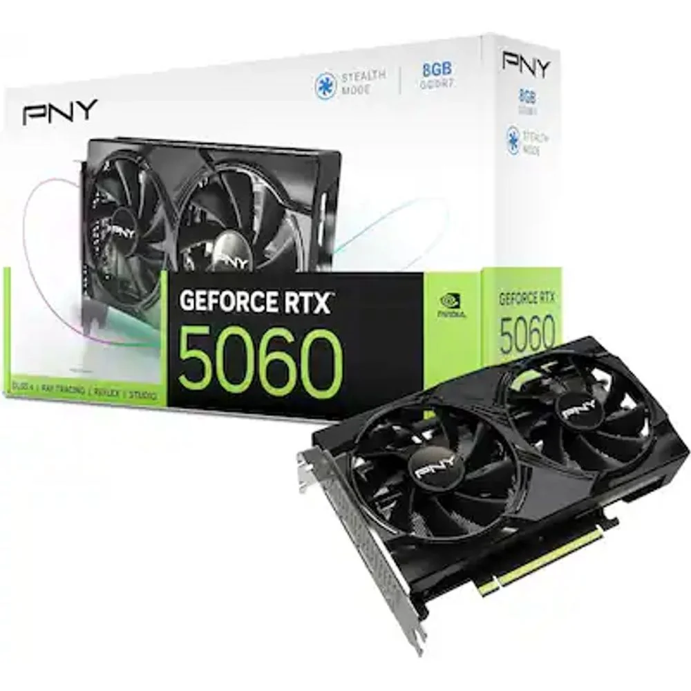Placa de Vídeo NVIDIA GeForce PNY RTX5060 8GB DUAL FAN OC Blackwell- VCG50608DFXPB1-O