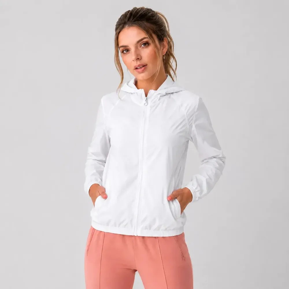 Jaqueta Feminina Iz Corta Vento Ultra Leve Com Capuz 2026 Branco Gg Liso