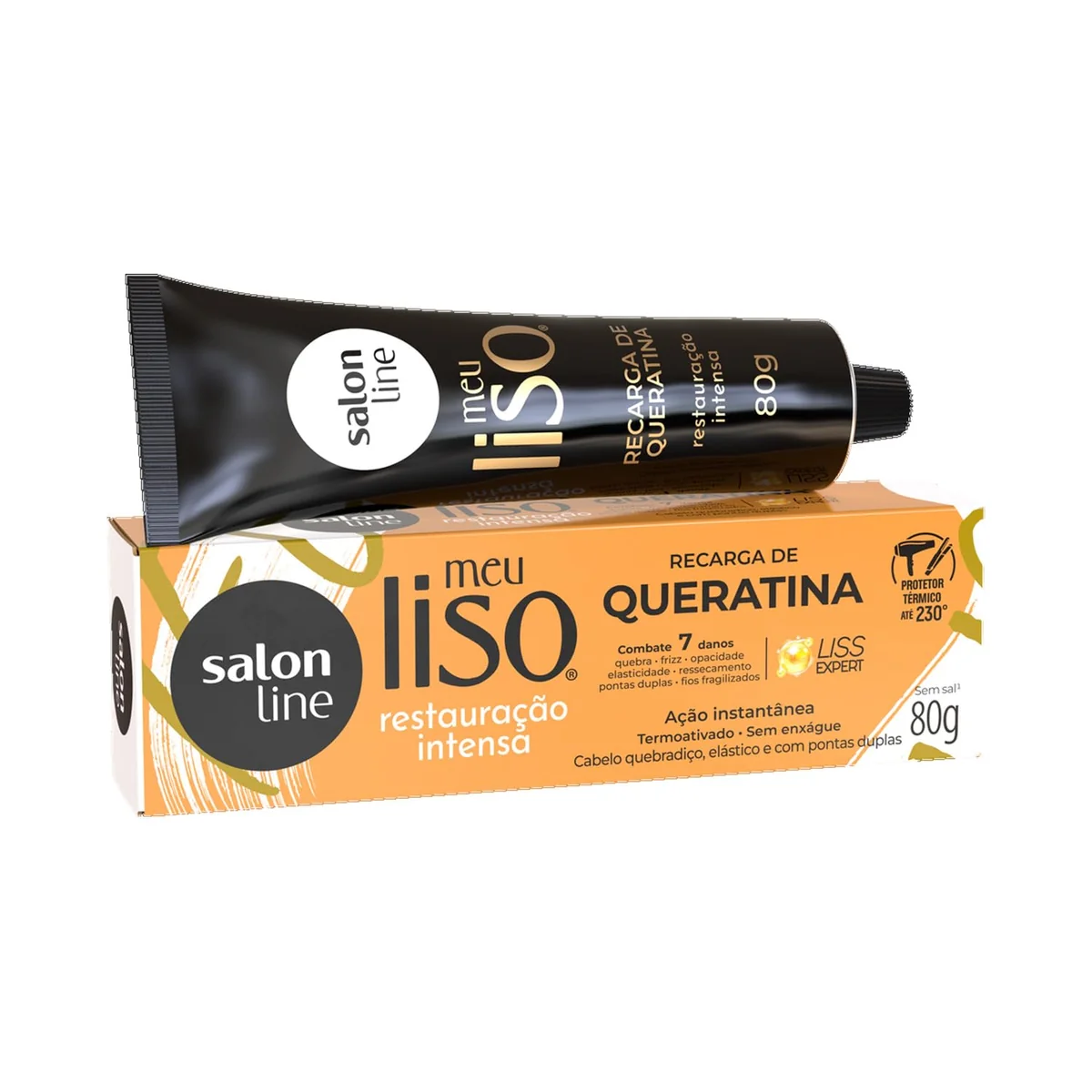 Salon Line, Recarga de Queratina, Meu Liso, Restauração Intensa, Vegana - Cabelos Lisos, 80 g